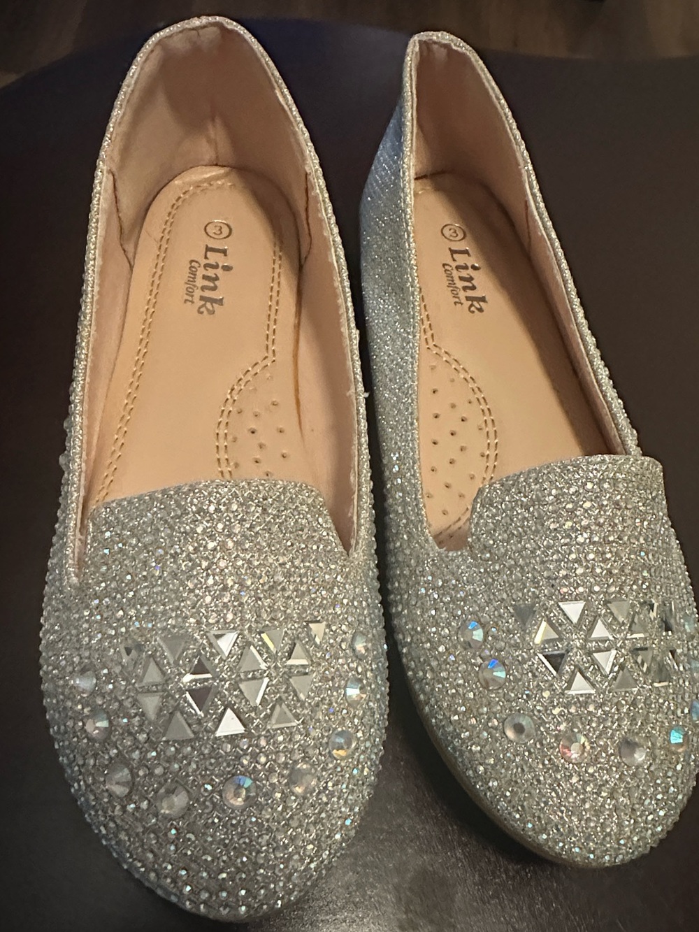 Link Silver Crystal-Embellished Women's Flats